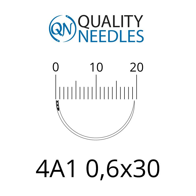 Голки хірургічні колючі, 4/8 (1/2), пружинне вушко, розмір 0,6х30 мм, 10 шт.